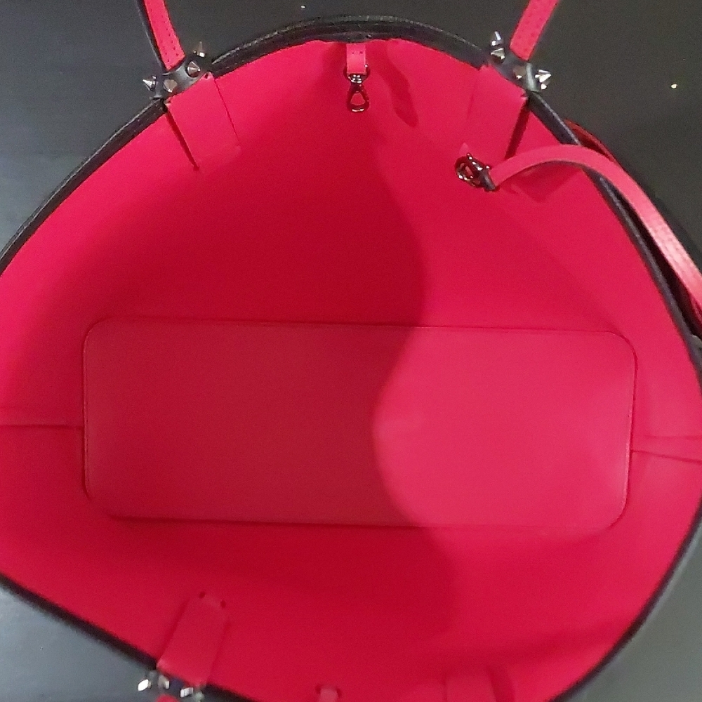 Chic Black and Red Studded Tote Bag - Picture 5 of 14